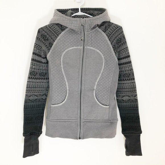 Lululemon Spacial Edition Knit Gray Scuba Hoodie - Picture 4 of 11